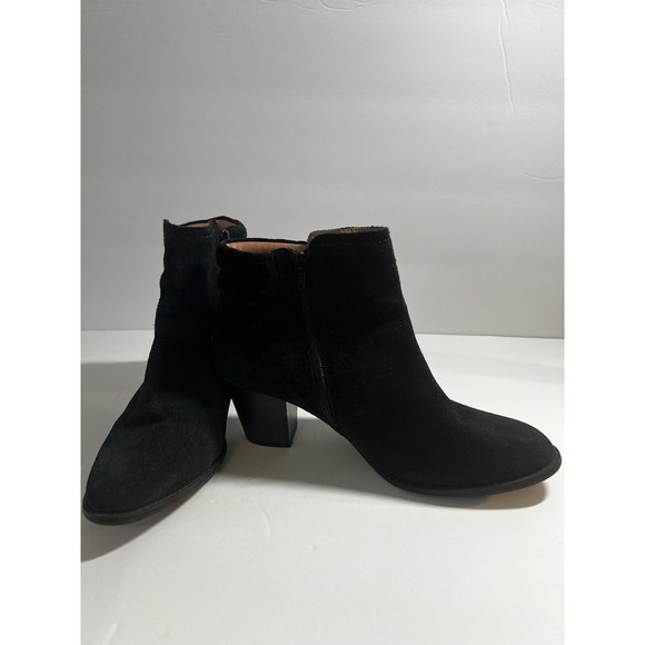 Vionic Comfort Bootie Jessie Size 9.5 Black Suede Leather Orthotic  Side Zip - Picture 2 of 10